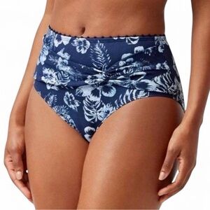 Tommy Bahama Women’s Chambray Blossom High Waist Blue Bikini Bottom - SIZE S